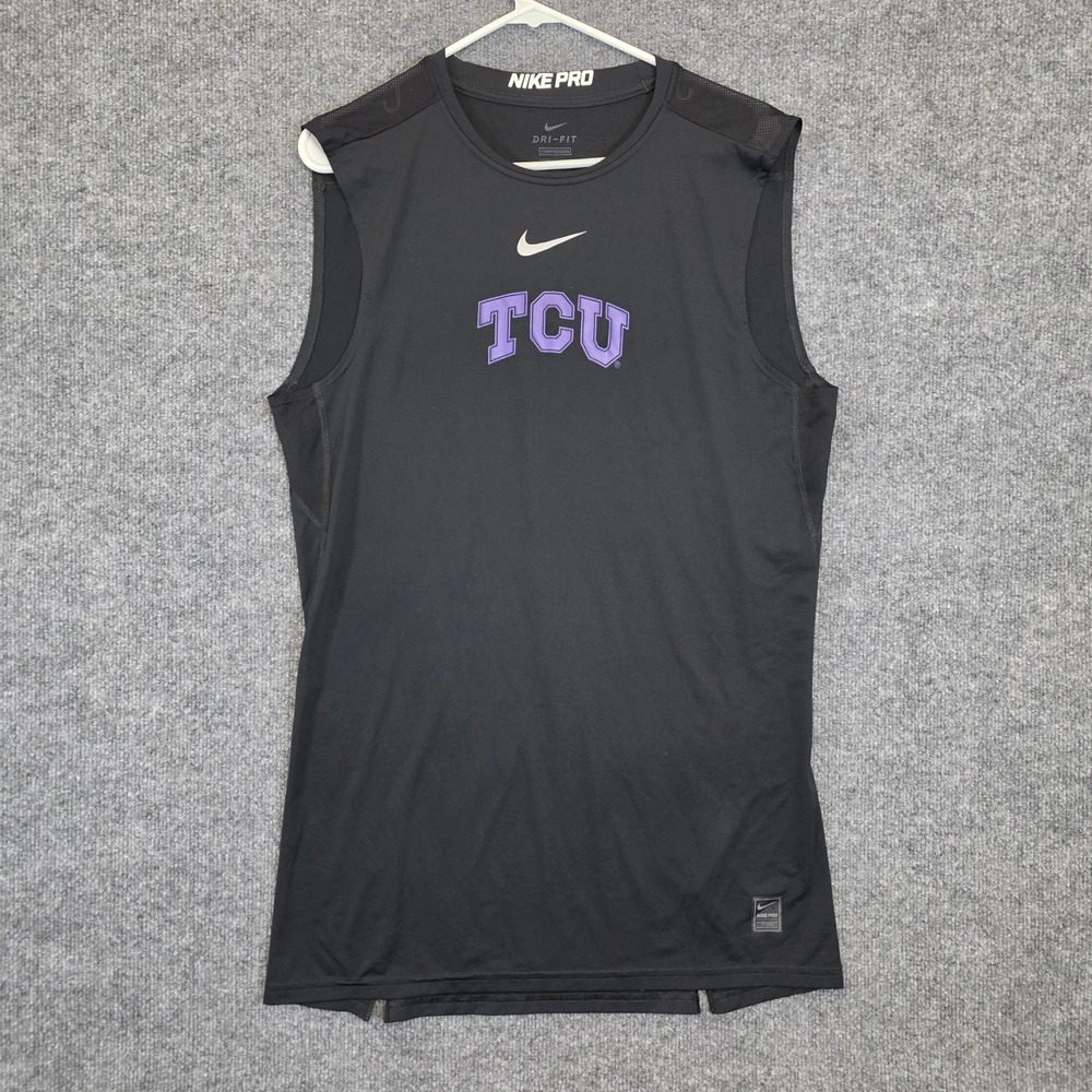 Nike Pro Tank Top Mens 3XL Black TCU Horned Frogs Dri-FIT Compression Sleeveless